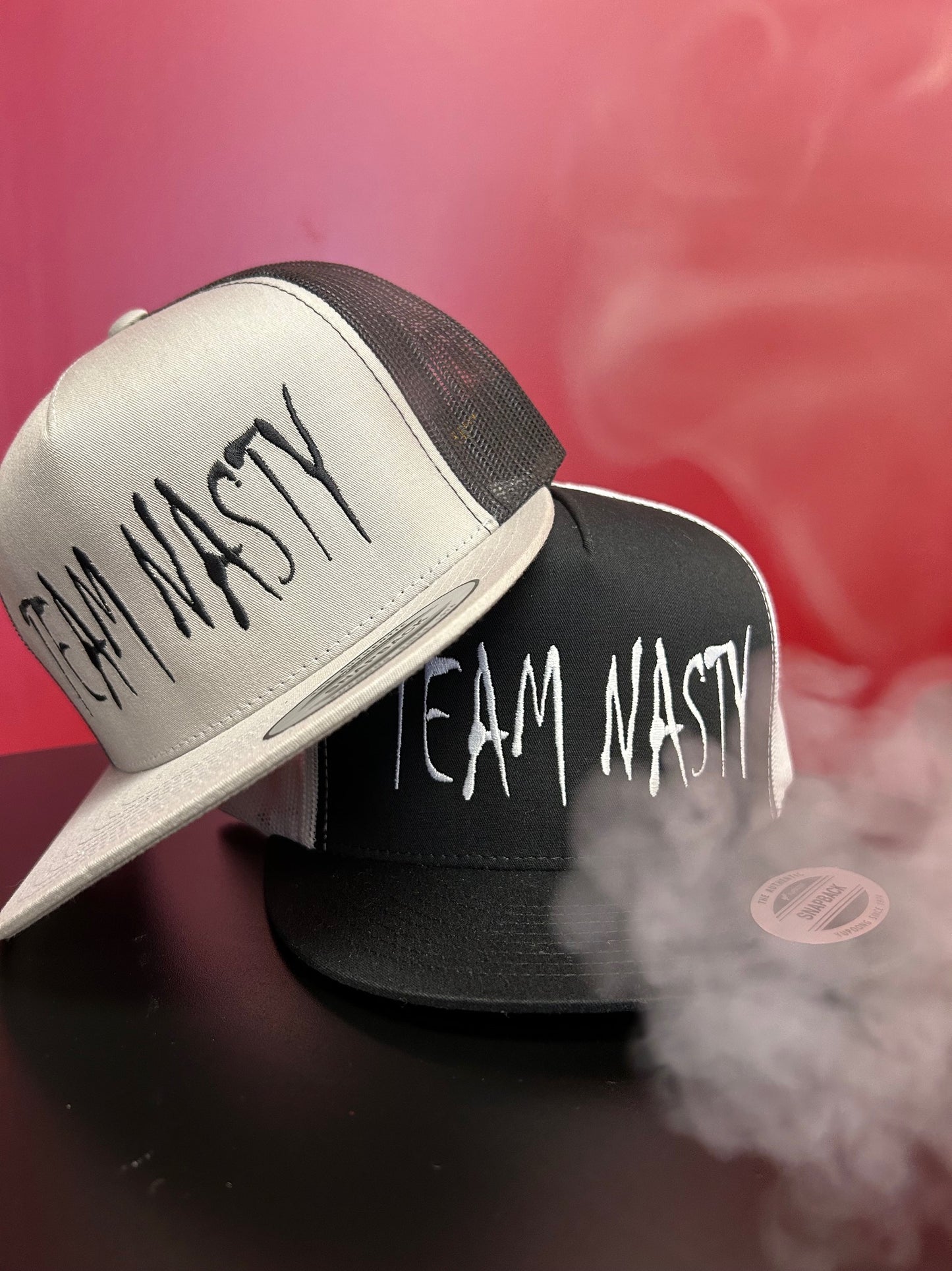 Team Nasty Light Grey Flat Bill Snap Back
