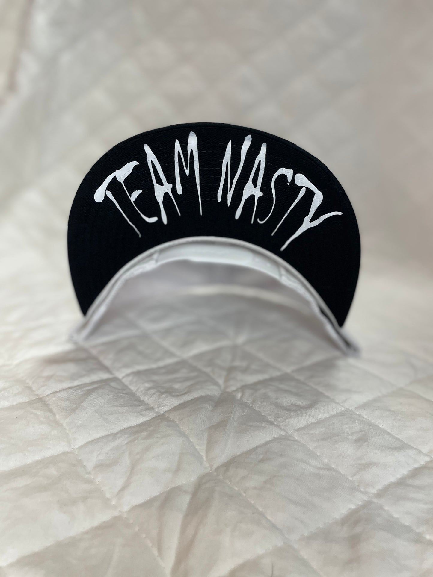 Black and White Skull Snap Back Team Nasty Hat