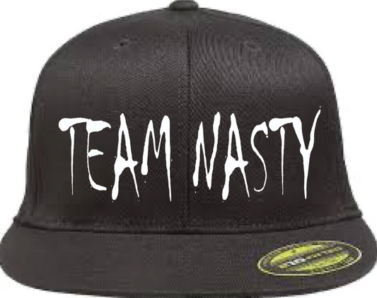 Team Nasty B/W Flat Bill Fitted Hat