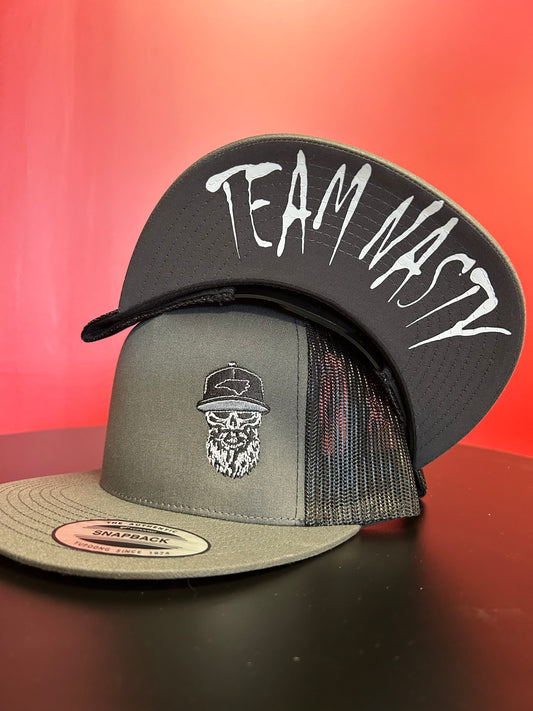 Dark Grey Skull Team Nasty Snap Back