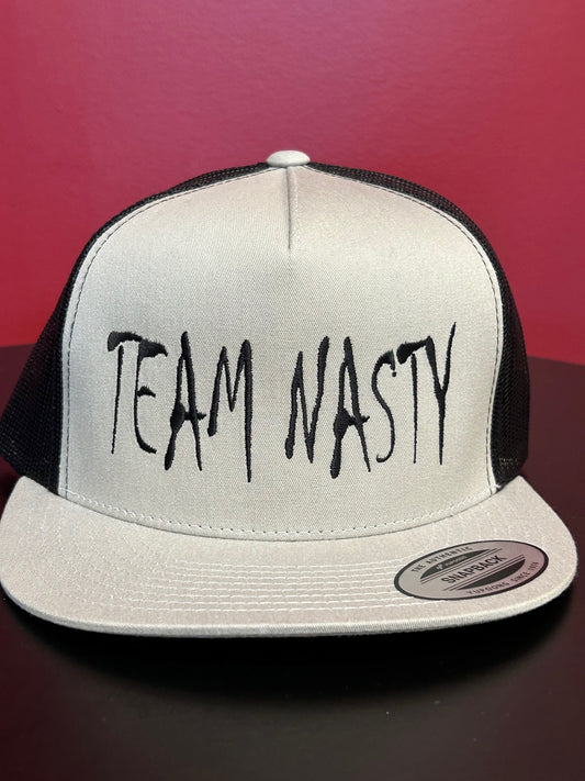 Team Nasty Light Grey Flat Bill Snap Back