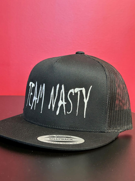 Team Nasty All Black Flat Bill Snap Back