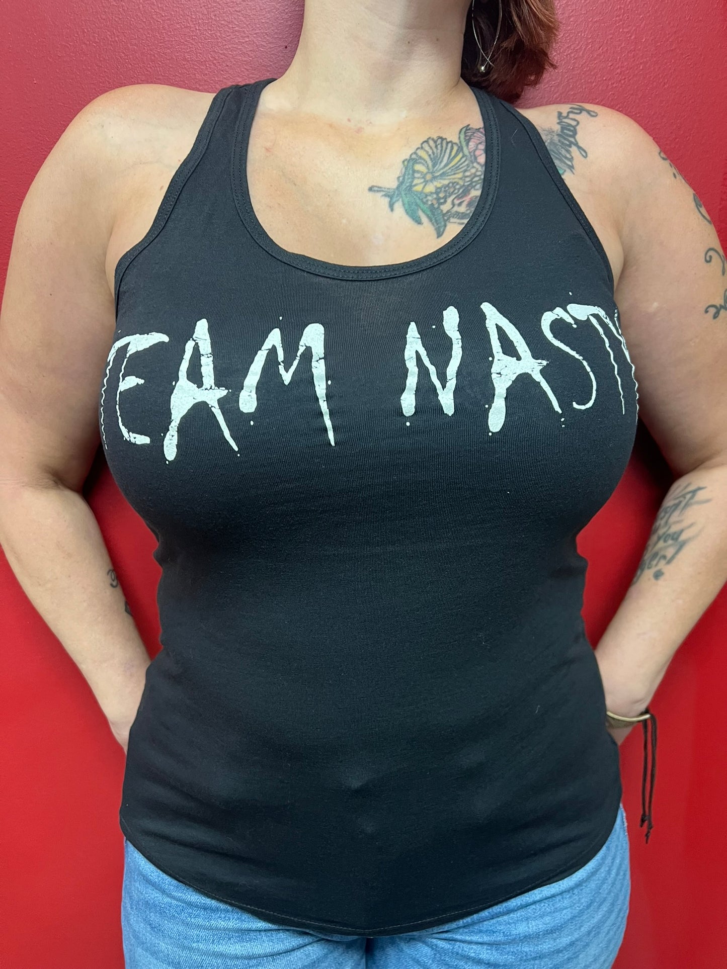 Team Nasty Women's Black Racerback Tank